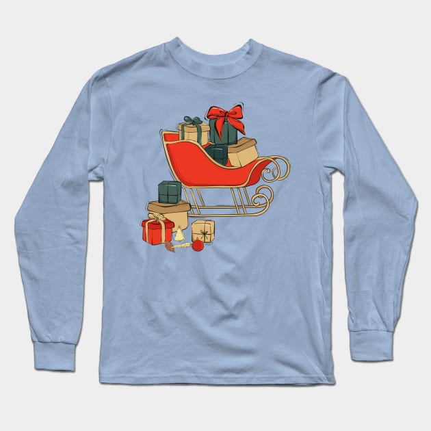 Christmas sleigh gifts Long Sleeve T-Shirt by Milatoo